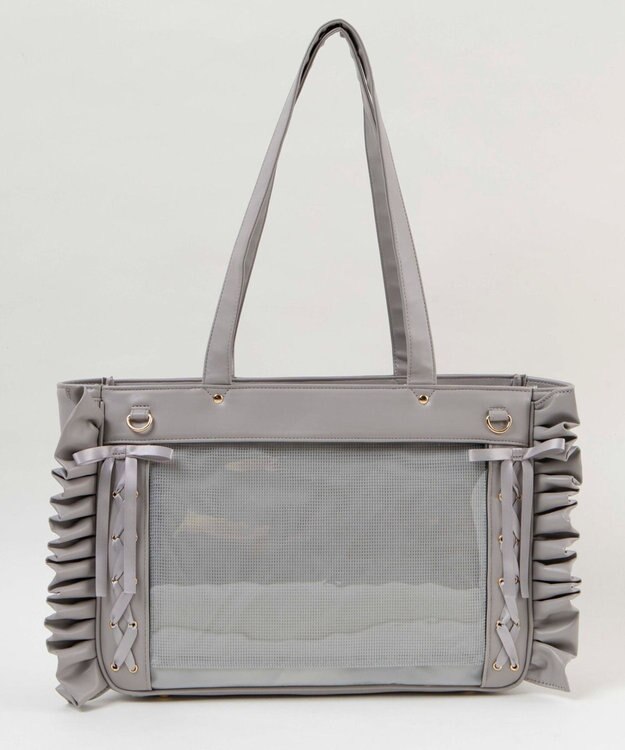 WEGO 【痛バ＆推し活グッズ】きらめきレースアップフリル痛バッグ グレー