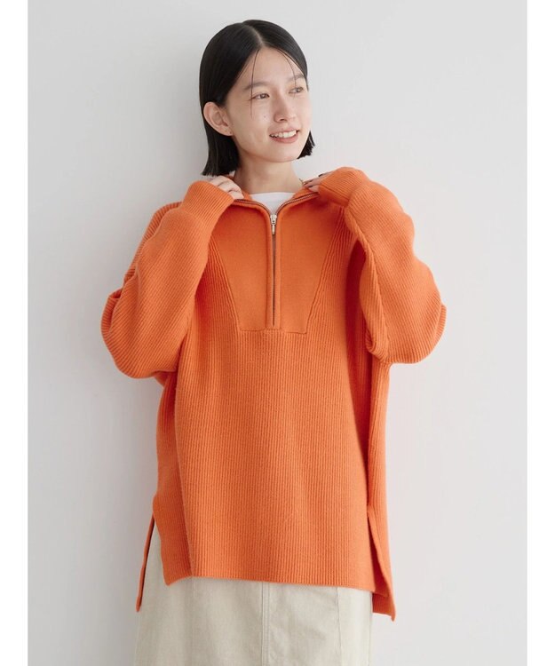AMERICAN HOLIC バイパチハーフＺＩＰ片畦ニットプルオーバー　 Orange