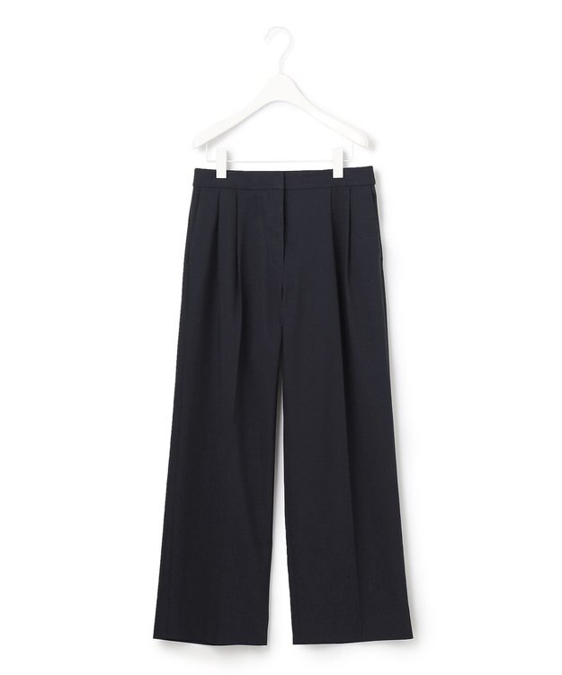 ICB 【洗える】 LinenLikeOx ワイドストレートパンツ ネイビー系