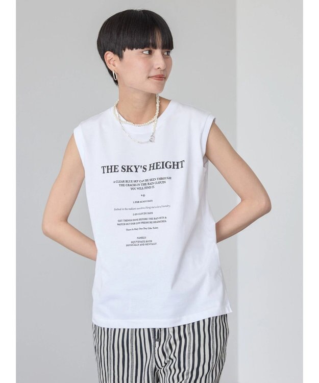 AMERICAN HOLIC 前後ロゴノースリーブカットプルオーバー Off White