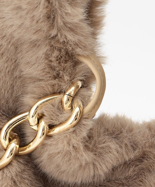 自由区 フェイクファーワンハンドル バッグ ブラウン系