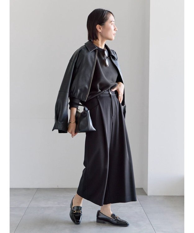 Te chichi フェイクレザークロップドブルゾン ブラック