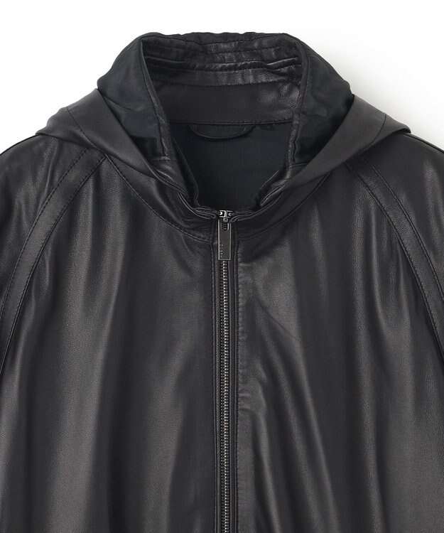 JOSEPH HOMME ライトラムナッパレザー　フードブルゾン ブラック系