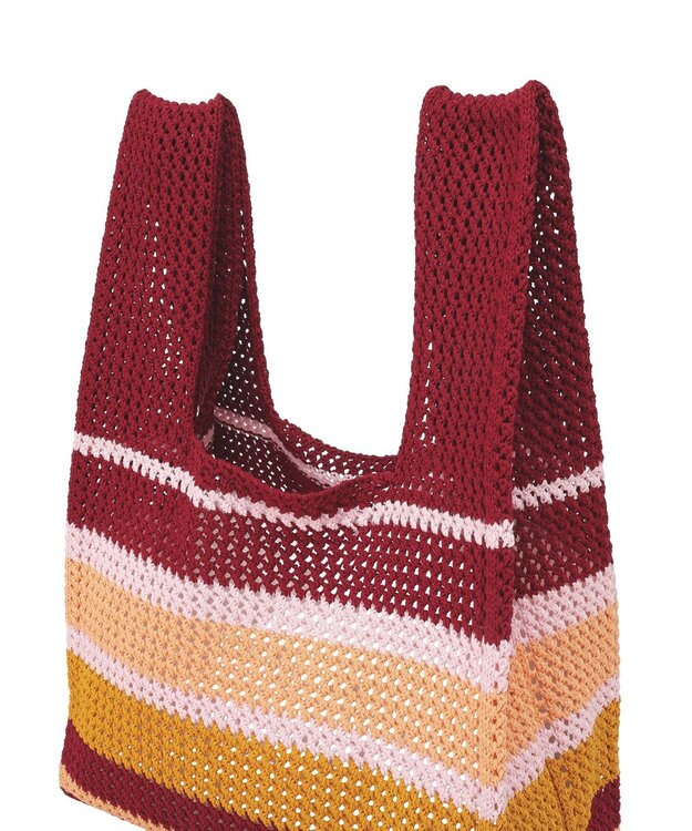 earth music&ecology マルチボーダーニットバッグ Red