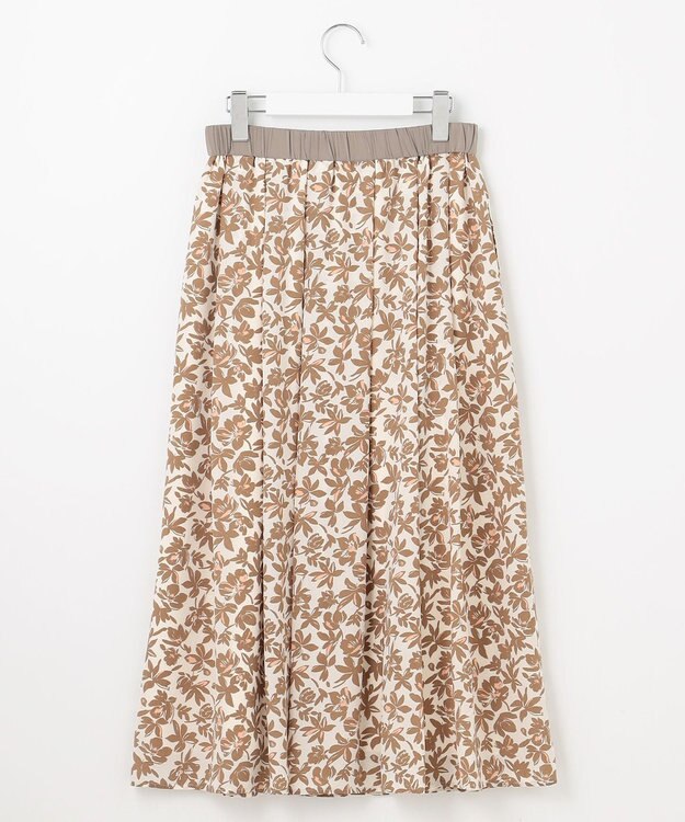 自由区 【カタログ掲載・洗える】スノーフラワープリント スカート モカ系