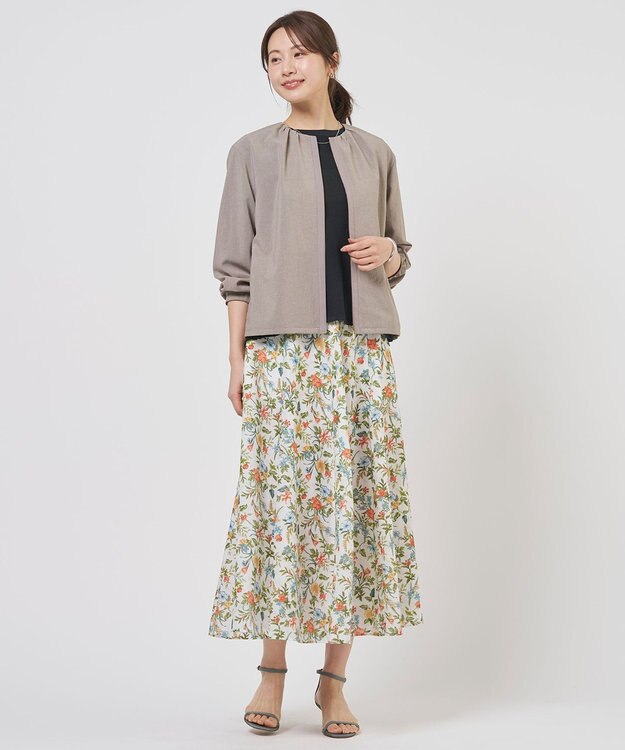 J.PRESS LADIES BREEZE COOL トロ ノーカラー ブルゾン モカ系