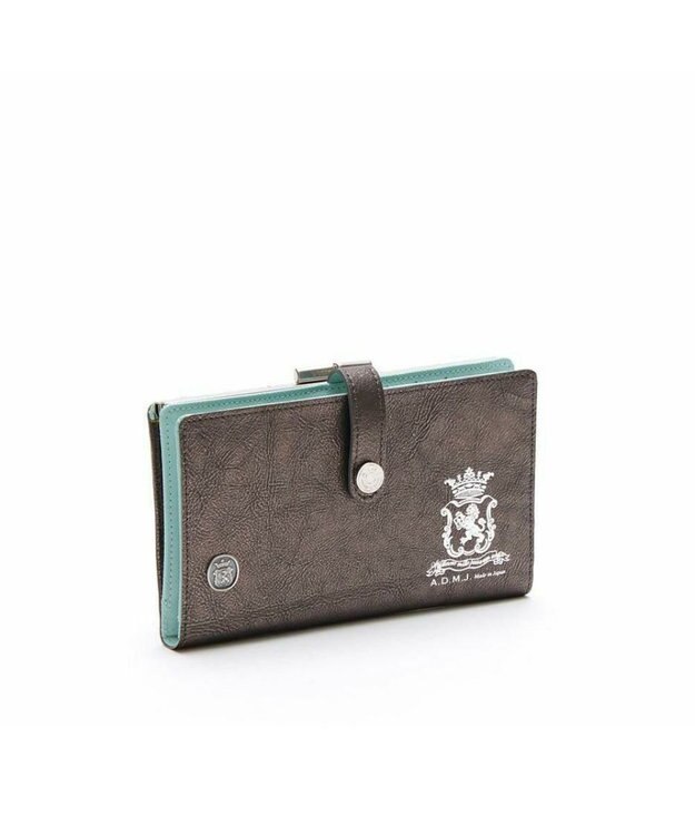 A.D.M.J. 【牛革】メタリックレザー/ガマグチ付ロングウォレット グラファイト