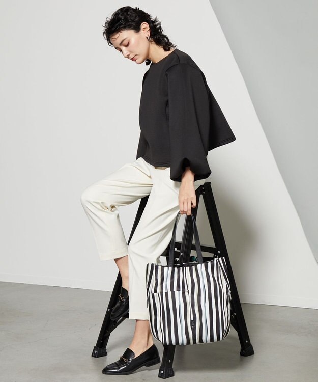 Y'SACCS 【ムック本掲載】ドローイングストライプ　トートバッグ ブラック