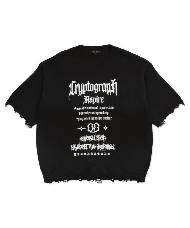 WEGO ダメージボーダーニットプルオーバー(SS) ブラックボーダー