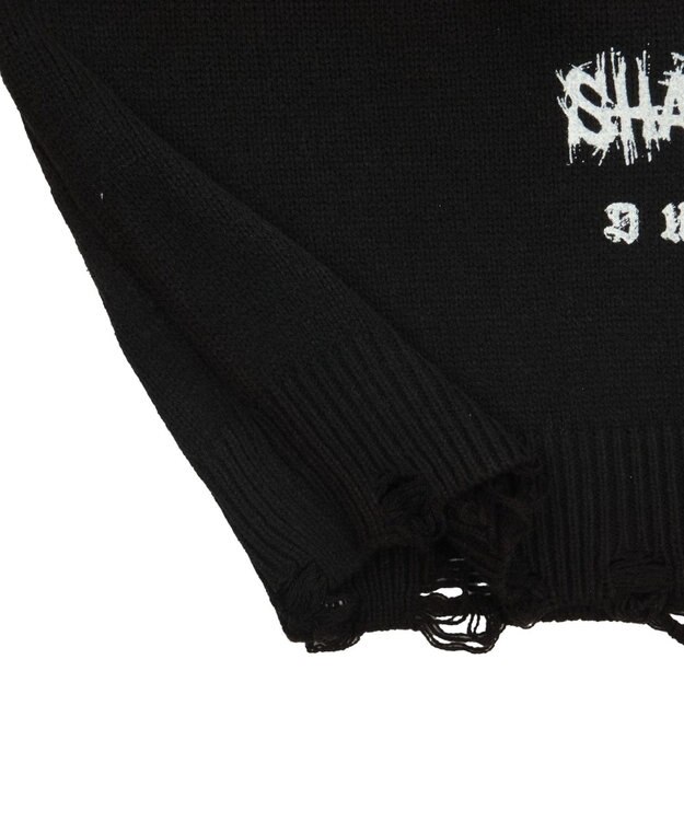 WEGO ダメージボーダーニットプルオーバー(SS) ブラックボーダー