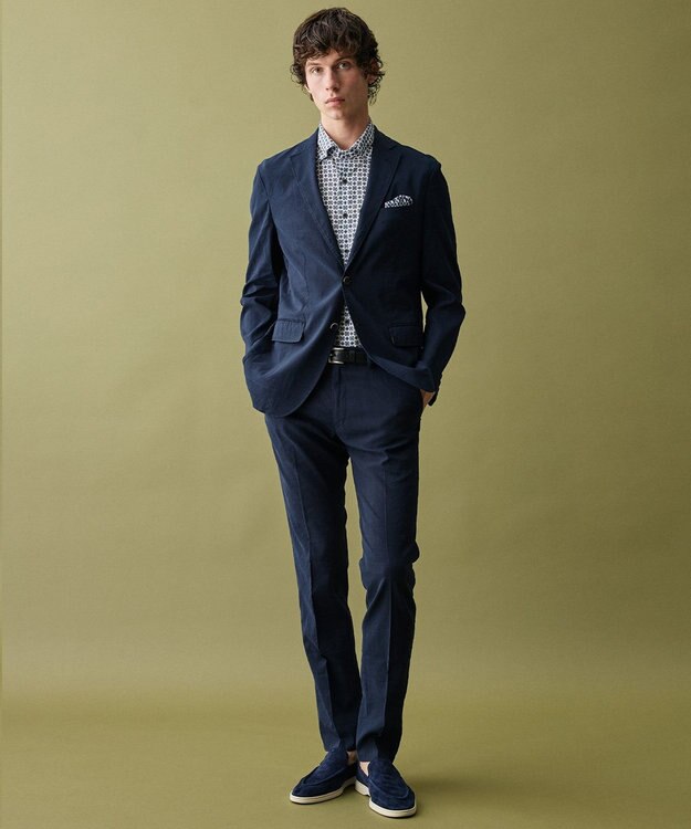 JOSEPH ABBOUD 【キングサイズ・綿100％・JAPANファブリック】パナマボイルプリント 半袖シャツ ネイビー系5