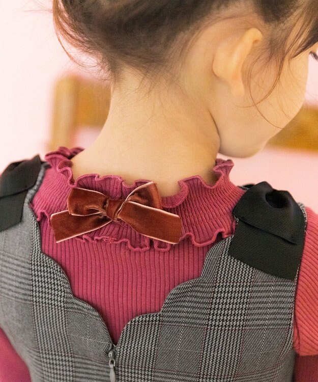 ANY KIDS テレコハイネック長袖Tシャツ ボルドー