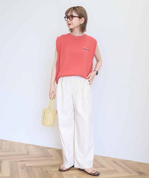 AMERICAN HOLIC ロゴ刺繍ノースリーブプルオーバー Orange