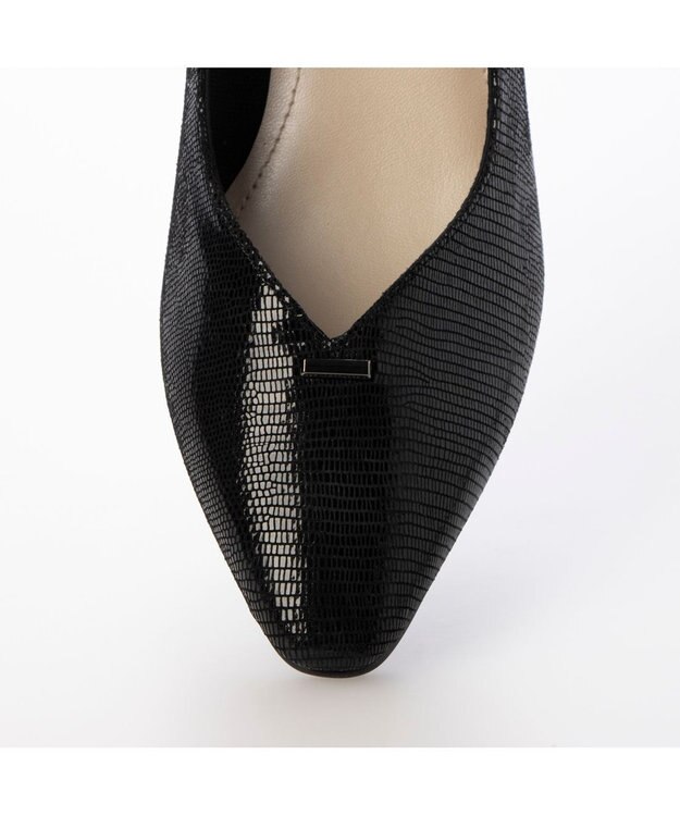 Riz raffinee <Riz raffinee>Vカットリザードプリントパンプス ブラックカタオシ