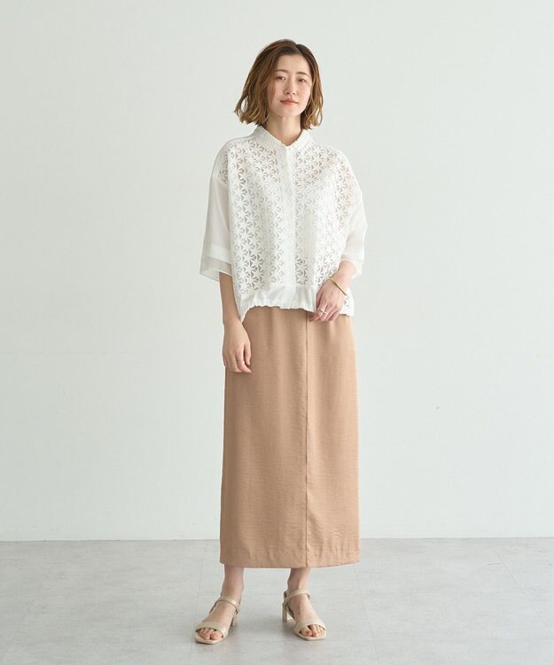 YECCA VECCA レースMIXレイヤードハーフスリーブシャツ White