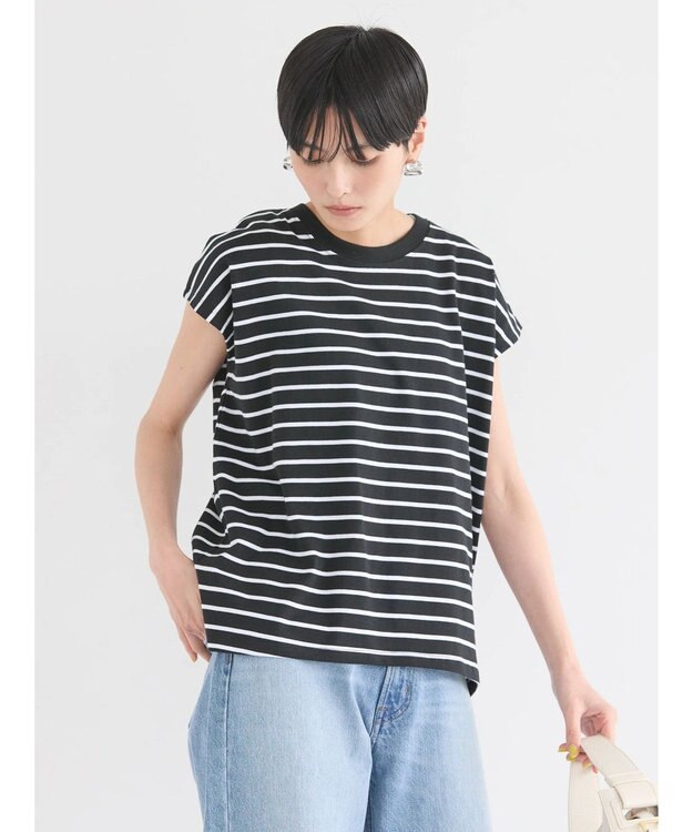 AMERICAN HOLIC 接触冷感フレンチスリーブカットプルオーバー Border Black