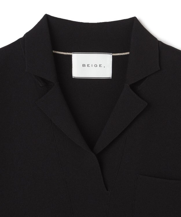 BEIGE， NADIA / ストレッチ スキッパーニット Black