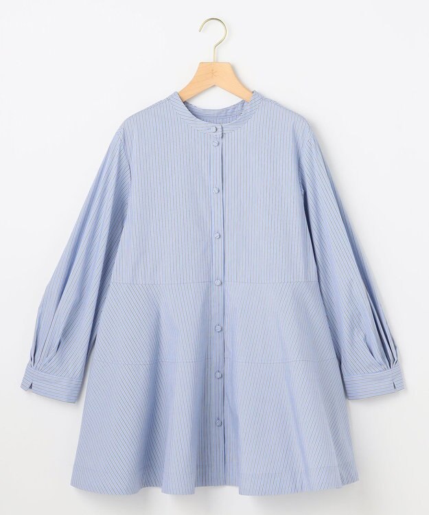 組曲 【前後着用可】コンパクトシャーティング チュニックブラウス ブルー系1