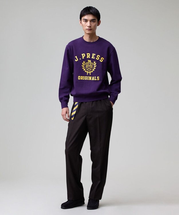 J.PRESS MEN 【J.PRESS ORIGINALS】【UNISEX】Polyester Sharkskin Piped Stem Nontuck Slacks ダークブラウン系