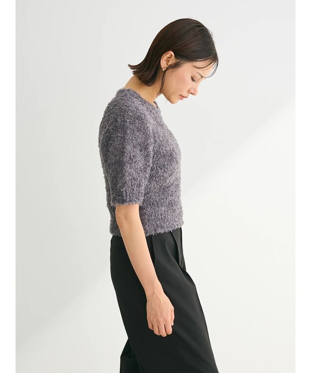 Green Parks テープヤーン半袖ニットプルオーバー Charcoal Gray