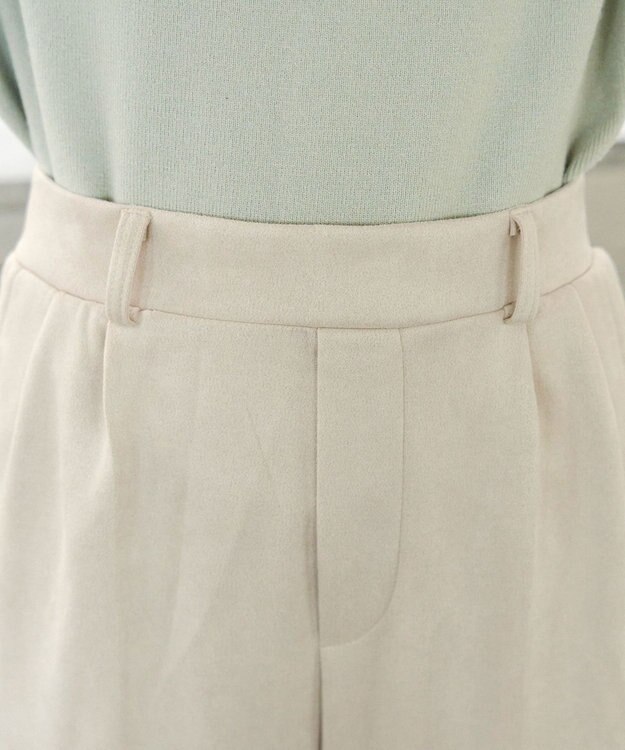 Tiaclasse 【洗える】スエードポンチテーパードパンツ アイボリー