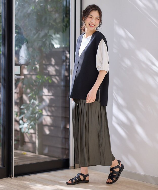 ANY 【洗濯機可】Ｖネックニットベスト ブラック