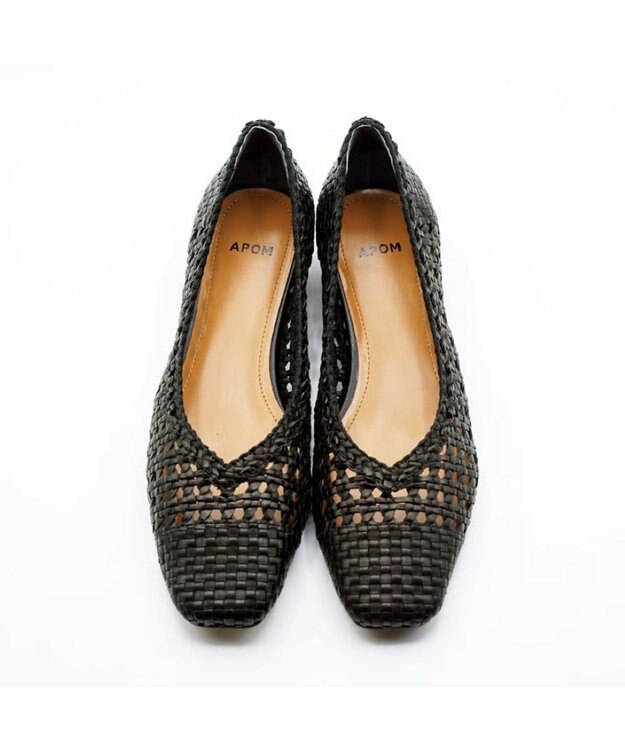 APOM レザーメッシュパンプス30 ブラック