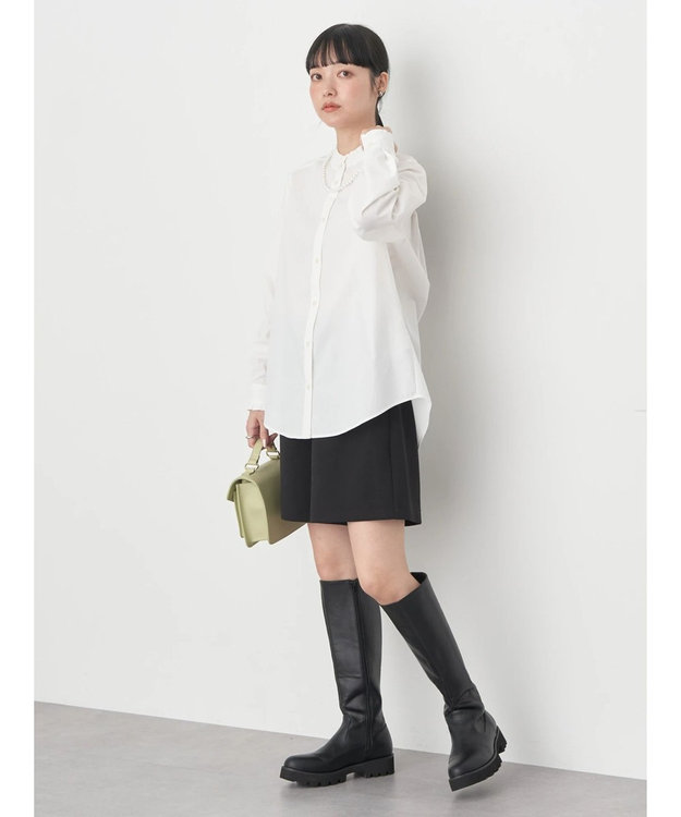 earth music&ecology スタンドフリルシャツ Off White