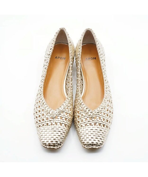 APOM レザーメッシュパンプス30 プラチナ