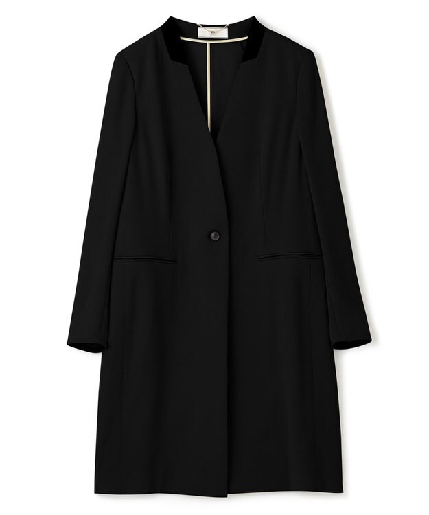 BEIGE， CINDY / ノーカラーロングジャケット Black × Black