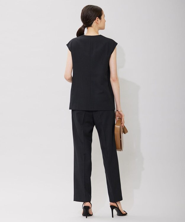 ICB L 【接触冷感・速乾・洗える】T.R.Liプレーンウィーブ ストレートパンツ ブラック系