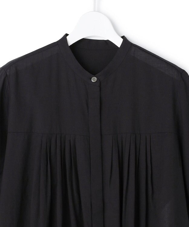 ICB L リネンスラブローン シャツワンピース ブラック