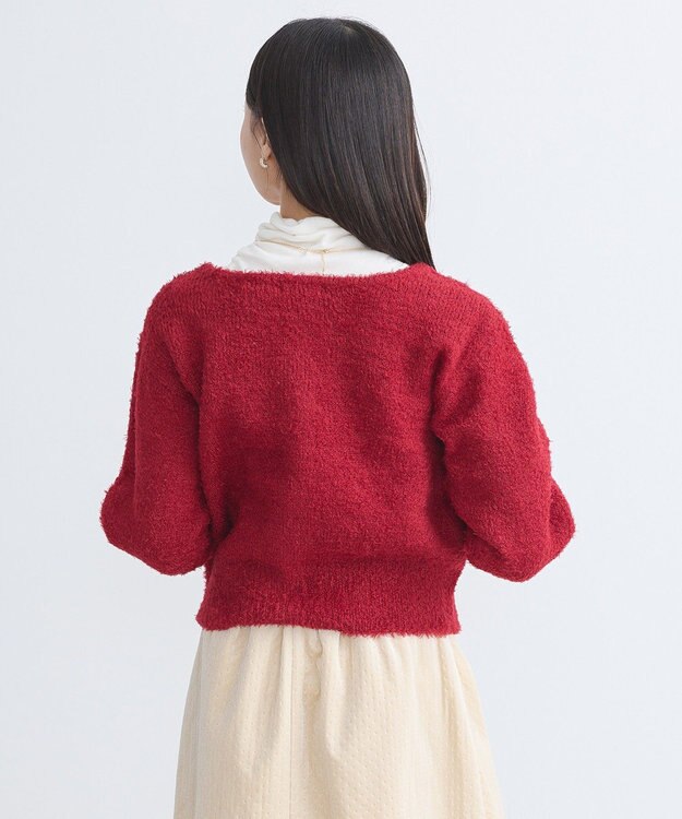 earth music&ecology リボンクルーネックカーディガン Red