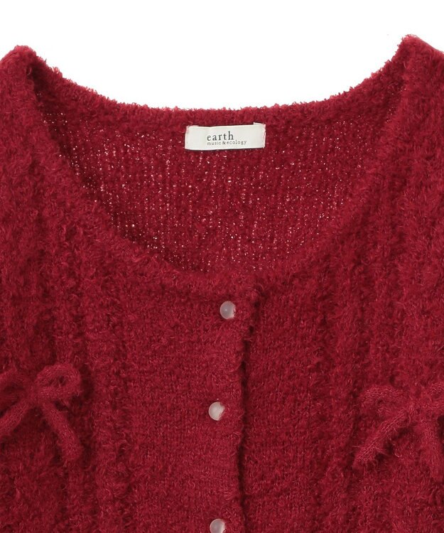 earth music&ecology リボンクルーネックカーディガン Red