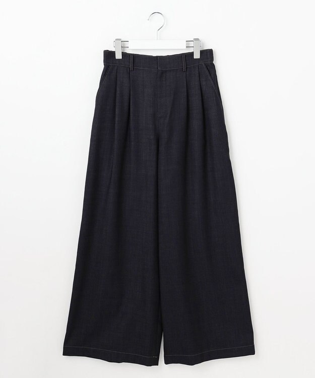 自由区 デニムライクツイルワイド パンツ ダークインディゴ