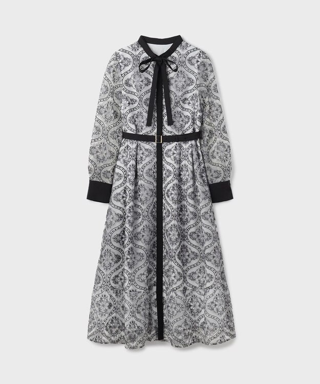 GRACE CONTINENTAL オーナメント刺繍フレアワンピース キナリ