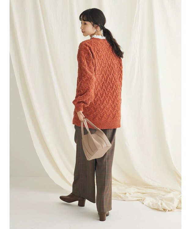 CRAFT STANDARD BOUTIQUE 洗えるモールケーブルニットチュニック Orange