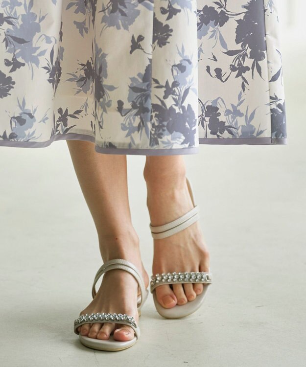 ANY SIS 【23.5~24.0cm】ジュエル調2WAYフラット サンダル ライトベージュ