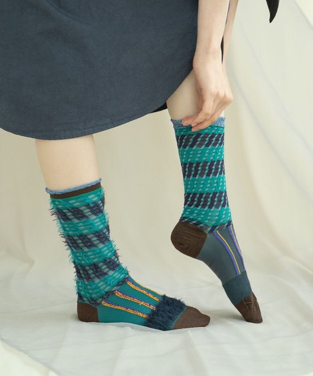 COQ ミケネコテイル リバーシブルファーソックス グリーン