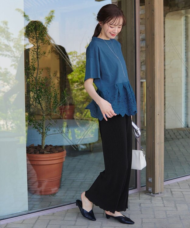 Tiaclasse 【新色追加・洗える】プリーツパンツ 新色 ブラック