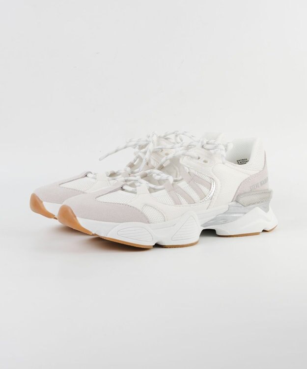 STEVE MADDEN SKYBOX ボリュームソールメタリックラインスニーカー ホワイト