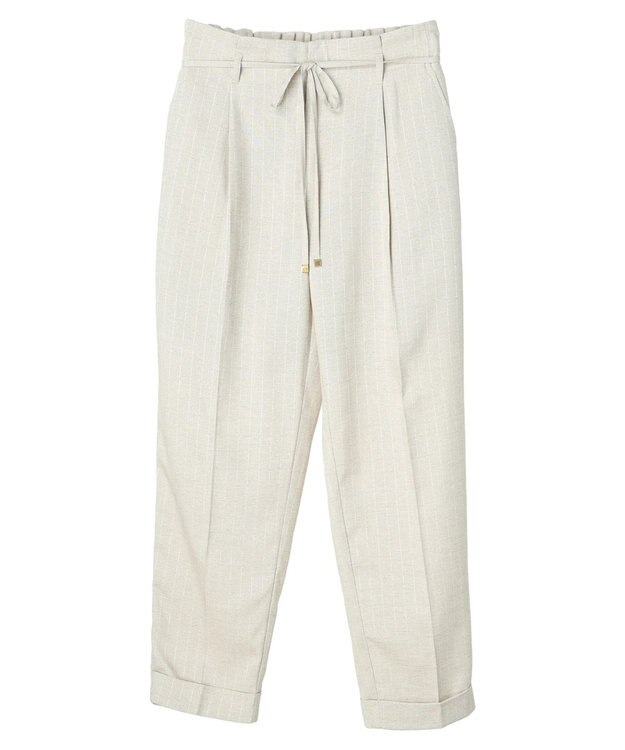 earth music&ecology リネンライクテーパードパンツ（ストライプ） Stripe Beige