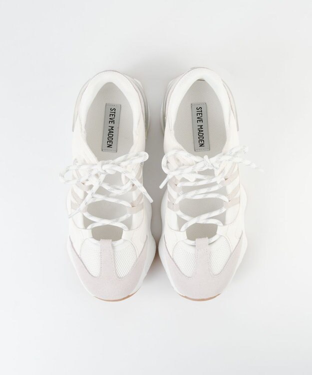 STEVE MADDEN SKYBOX ボリュームソールメタリックラインスニーカー ホワイト
