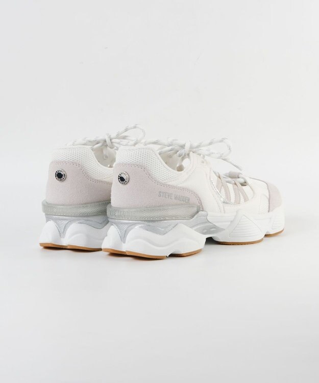 STEVE MADDEN SKYBOX ボリュームソールメタリックラインスニーカー ホワイト