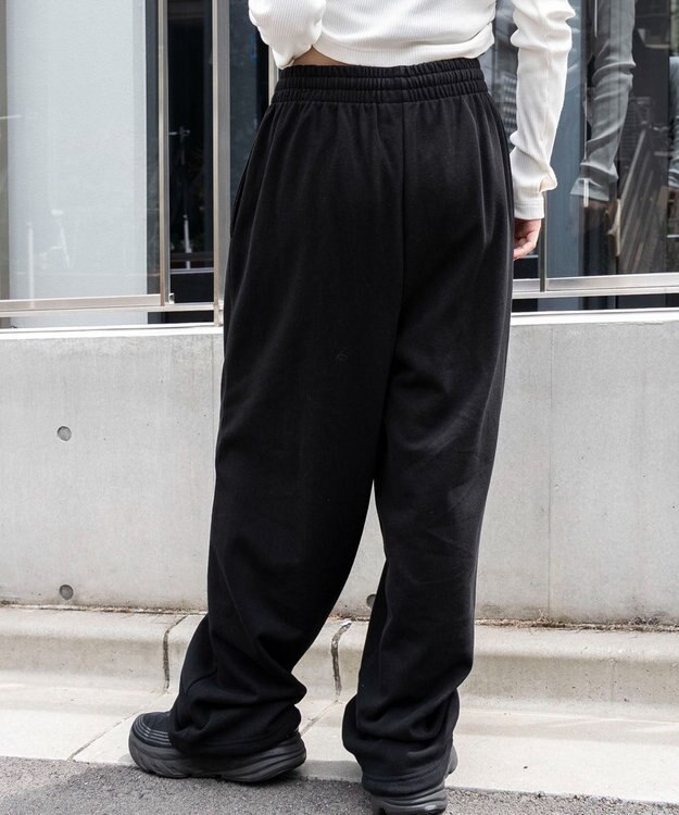 WEGO 【ウエストゴム】スウェットワイドパンツ ブラック