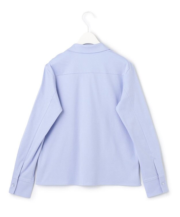 ICB L 【洗える】 コンパクトスムース シャツカラーカットソー サックスブルー系