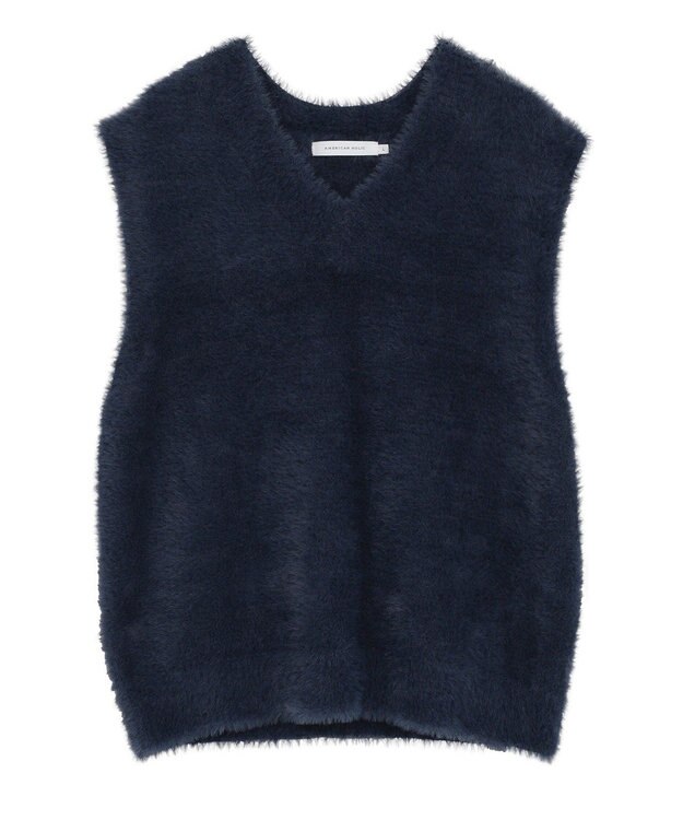 AMERICAN HOLIC 【選べる丈】シャギーニットベスト Navy