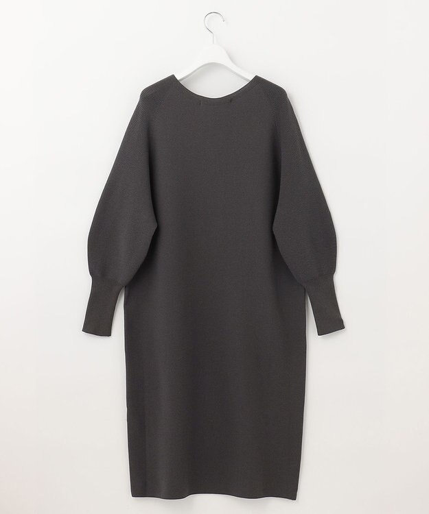 自由区 【洗える】コットンストレッチホールガーメント ニットワンピース グレー系