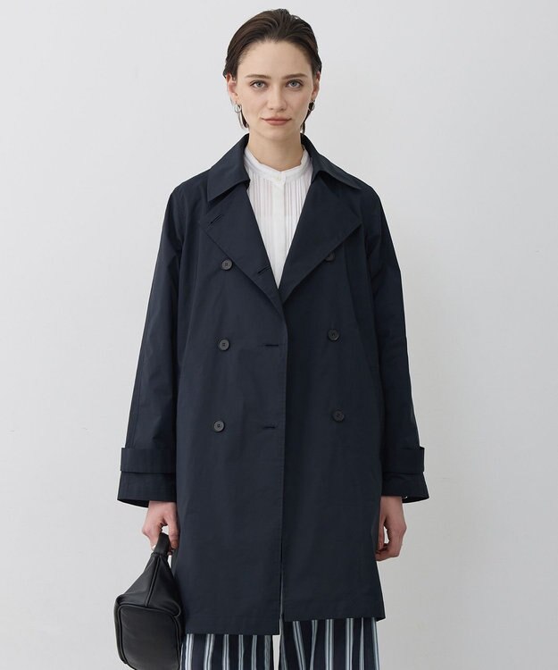 ICB 【2WAY仕様】メモリーストレッチタフタ トレンチコート ネイビー