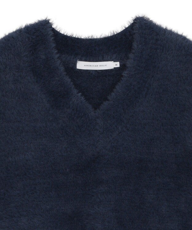 AMERICAN HOLIC 【選べる丈】シャギーニットベスト Navy